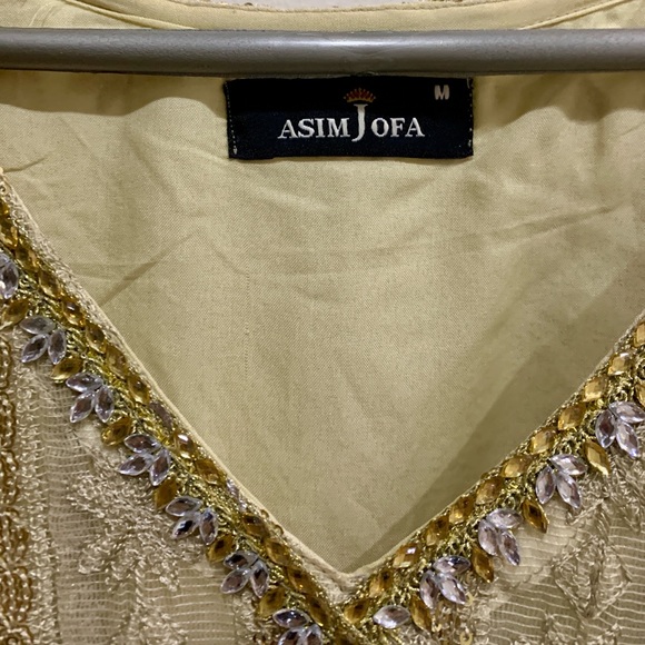 ASIM JOFA Cream and Purple Embellished Dress - Picture 10 of 17
